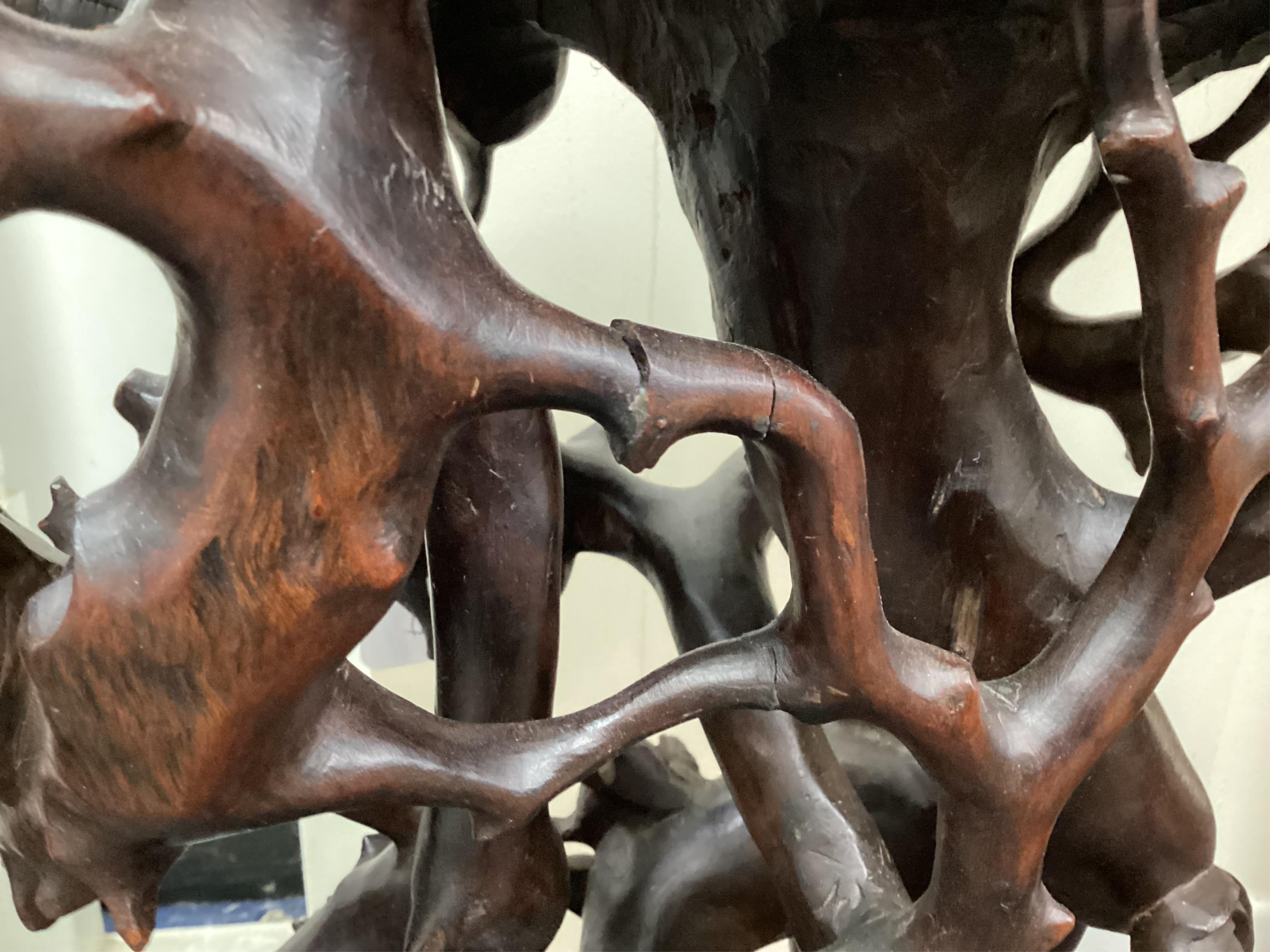 A Chinese rootwood tiered stand, 19th century